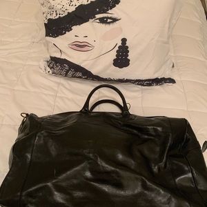 Valentina Italian made Leather Travel Bag with detailed stitching, solid zipper